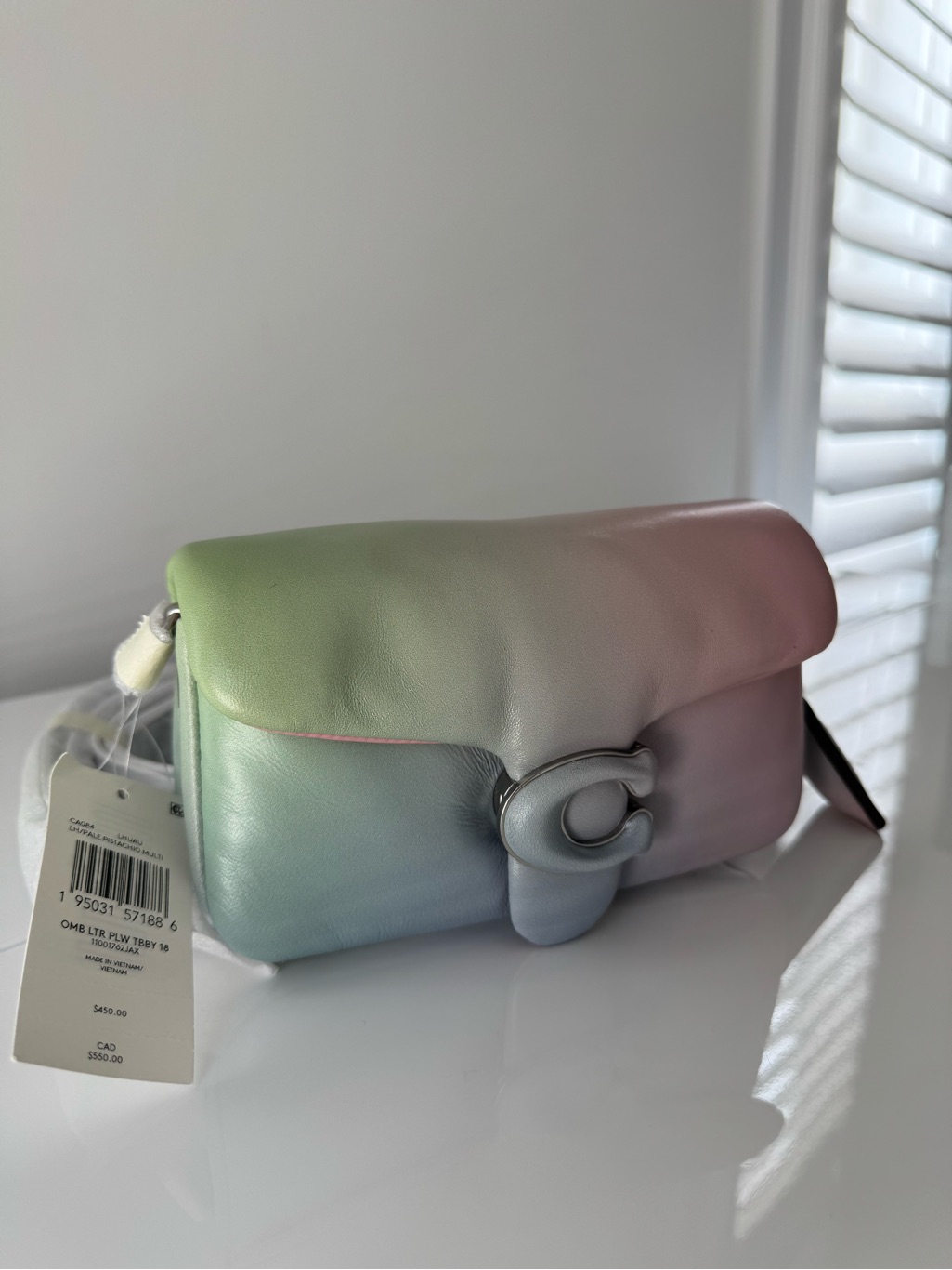 Coach Pillow Tabby 18 Pale Pistachio Pastel Gradient Leather Crossbody